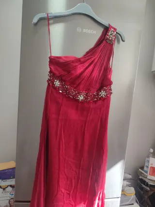 Vestido fiesta rojo pedrería