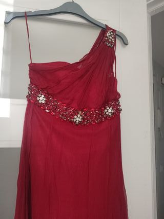 Vestido fiesta rojo pedrería
