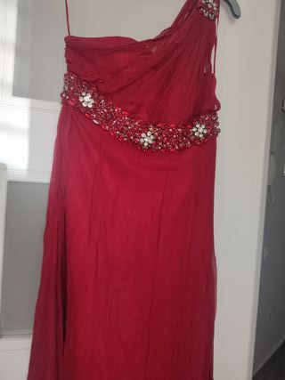 Vestido fiesta rojo pedrería