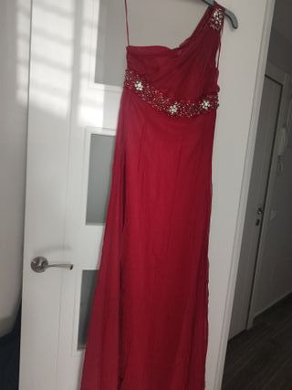 Vestido fiesta rojo pedrería