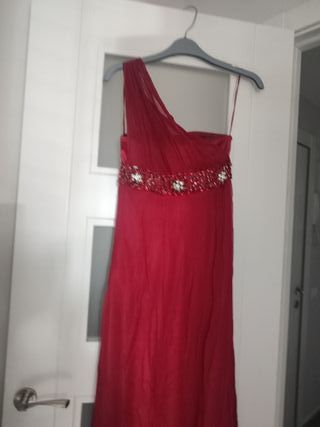 Vestido fiesta rojo pedrería