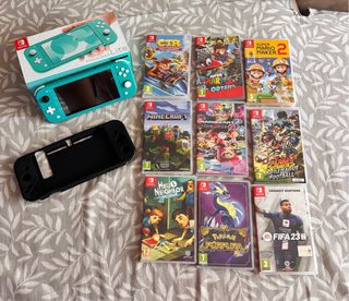 Nintendo Switch Lite Verde + 8 Juegos