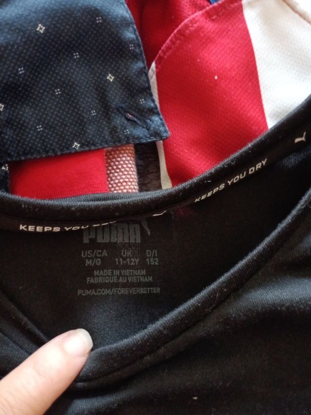 Camiseta Puma Negra Talla 11-12 Años