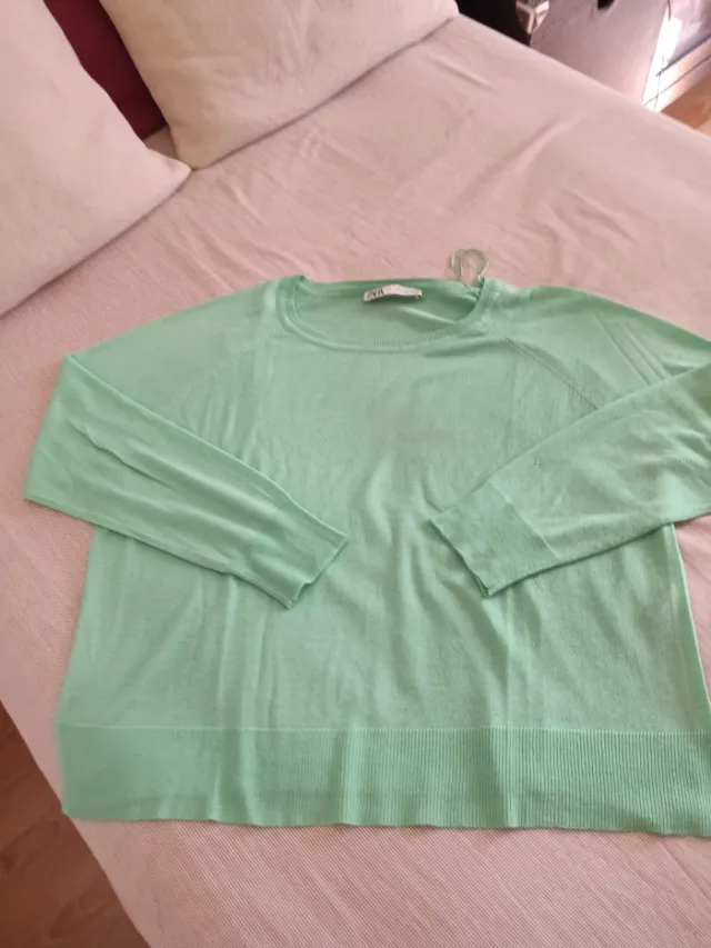 Jersey Zara Verde Talla L. Algodón