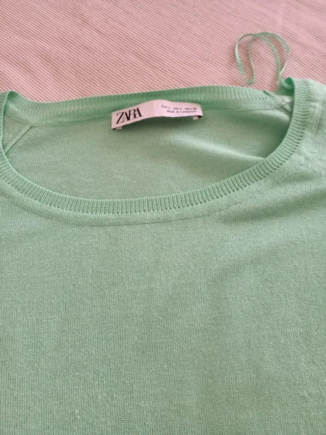 Jersey Zara Verde Talla L. Algodón