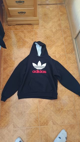 Sudadera Adidas Negra con Logo Trefoil