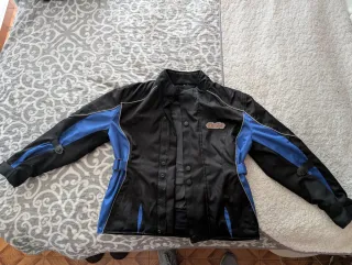 Chaqueta Moto Mujer Negra y Azul
