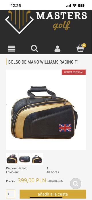 Bolso Williams Racing F1 Negro y Dorado