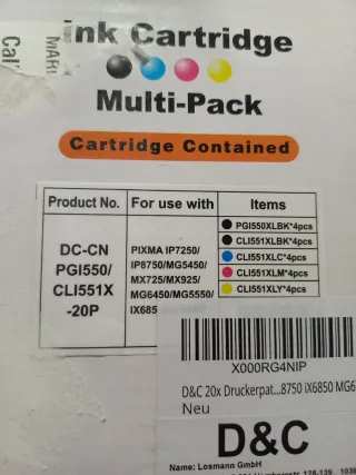 Cartucce d'inchiostro Canon CLI-551 e PGI-550 mg6655 