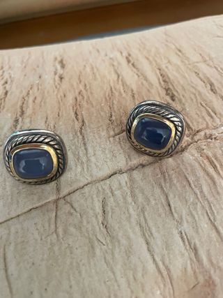 Pendientes David Yurman Azules y Plateados