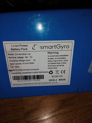 Batería Li-ion smartGyro 48V 15Ah