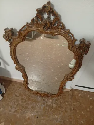 Espejo antiguo madera tallada