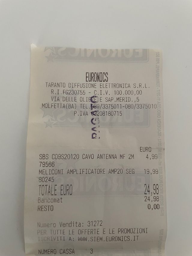 Amplificatore TV Meliconi AMP 20