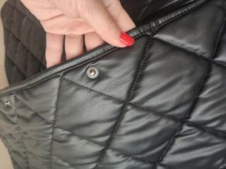 Abrigo larga ZARA acolchado piel negro total look 