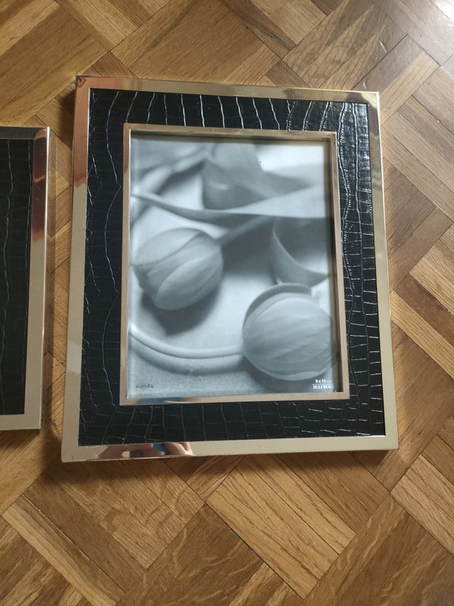 Pack 2 Portafotos piel sintética y metal