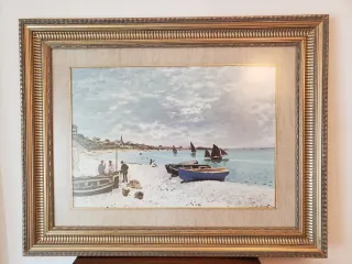 Cuadro Lienzo Marítimo Barcos y Pueblo