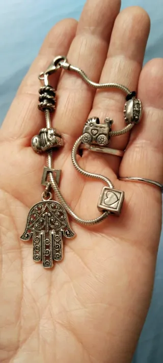 Pulsera Pandora plata y negra