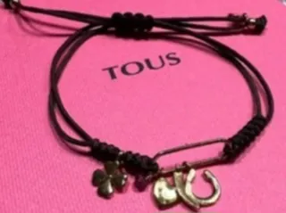 Pulsera TOUS Cordón Marrón y Plata Dorada