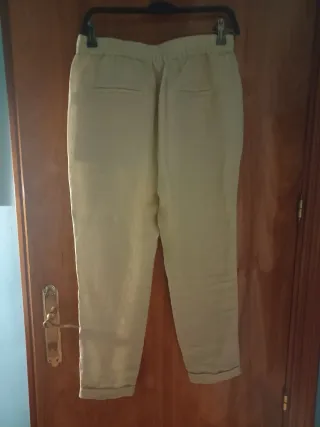 Pantalón Zara Lino Verde Oliva