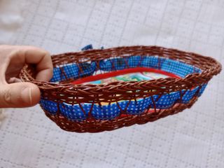 Lote 4 Cestas Decorativas Mimbre y Tela