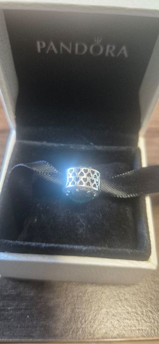 Charm Pandora Verde Corazones Plata 925