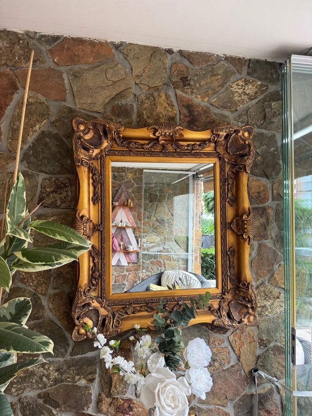 Espejo Marco Dorado Decorado