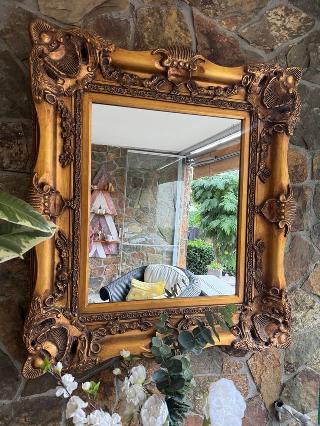Espejo Marco Dorado Decorado