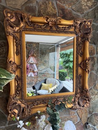 Espejo Marco Dorado Decorado