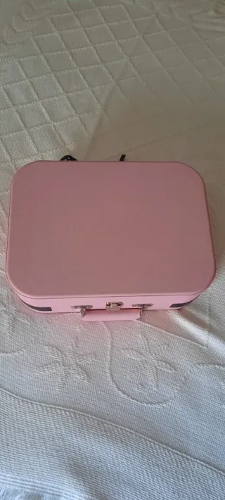 Tocadiscos Maletín Rosa y Madera