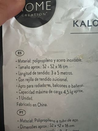 Tendedero plegable blanco