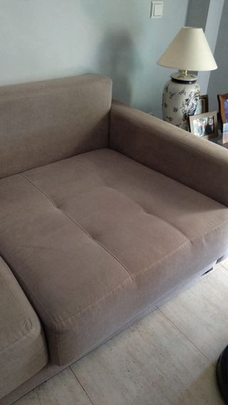 Sofá chaise longue beige de tela