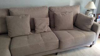 Sofá chaise longue beige de tela