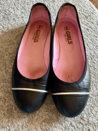 Bailarinas piel N°Girls negras y plateadas