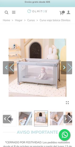 Cuna de viaje Olmitos sin estrenar