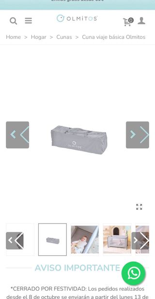 Cuna de viaje Olmitos sin estrenar