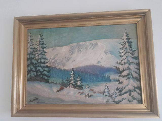 Dipinto olio M.Lehmann Monte Penice