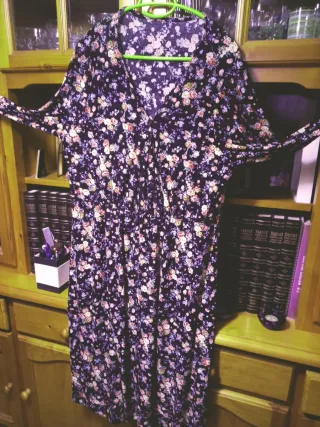 Vestido largo estampado floral manga larga