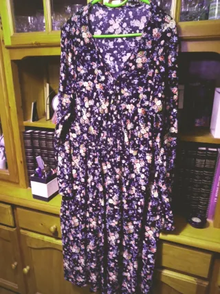 Vestido largo estampado floral manga larga