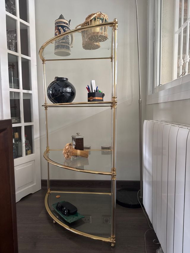 Estantería de esquina cristal, metal y metacrilato