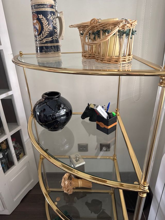 Estantería de esquina cristal, metal y metacrilato