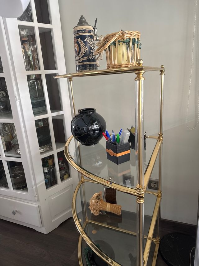 Estantería de esquina cristal, metal y metacrilato