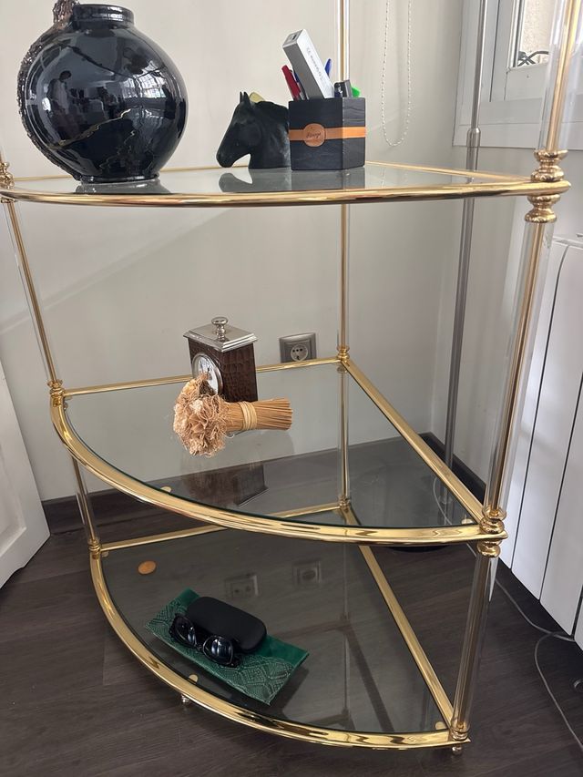 Estantería de esquina cristal, metal y metacrilato