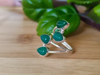 Anillo Plata Ajustable Venturina Verde