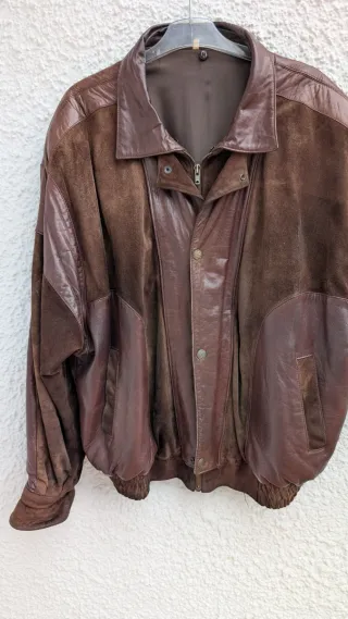 Cazadora cuero vintage marrón