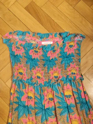 Vestido largo sin tirantes estampado