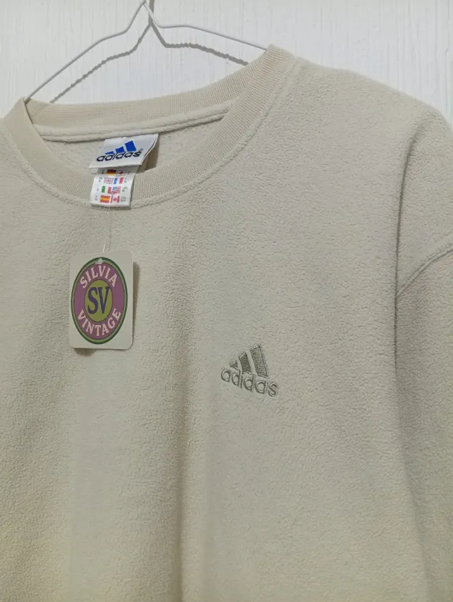 Felpa in pile Adidas Vintage 90s beige M Oversize 