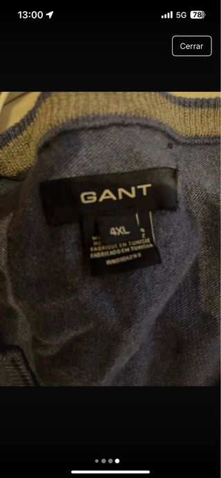 Jersey Gant Azul Marino Talla 4XL