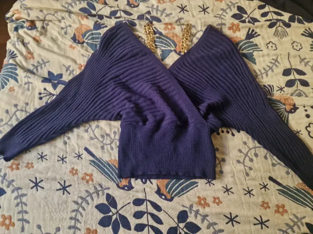 Jersey corto escote cruzado azul