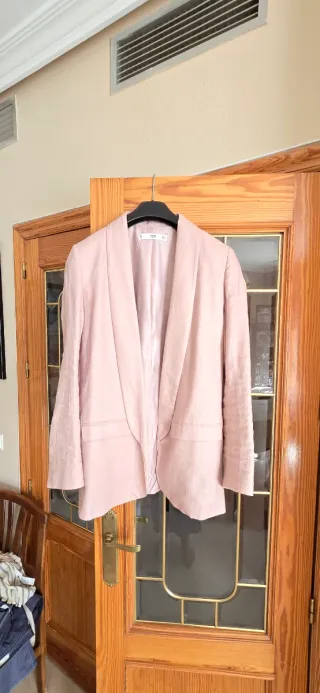 Chaqueta lino rosa