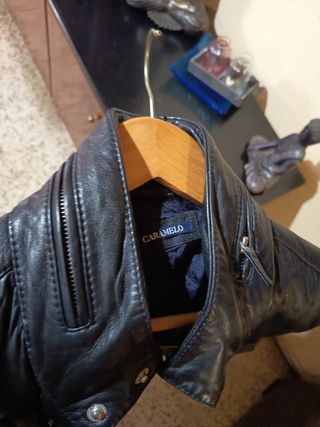 Chaqueta de cuero Caramelo Negra